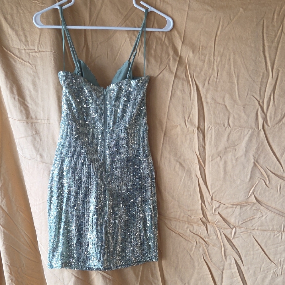 Windsor Mint Green Sequin Mini Dress - Picture 3 of 3